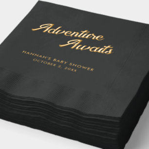 Adventure Awaits Baby Shower Foil Stamped Napkins