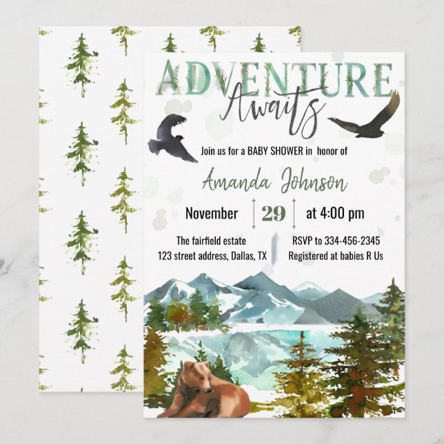 Adventure Awaits Baby Shower Invitation (Front/Back)