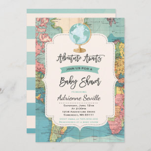 Adventure Awaits Baby Shower Invitation Map Shower