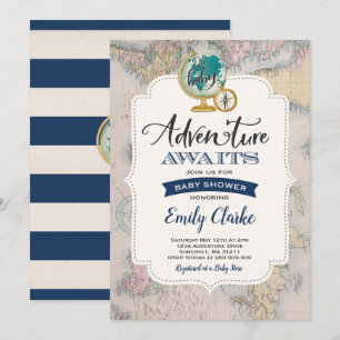 Adventure Awaits Baby Shower Invitation Map Shower