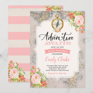 Adventure Awaits Baby Shower Invitation Map Shower