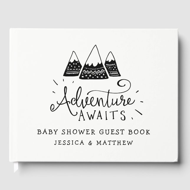 Adventure Awaits Baby Shower Invitations Guest Book (Front)