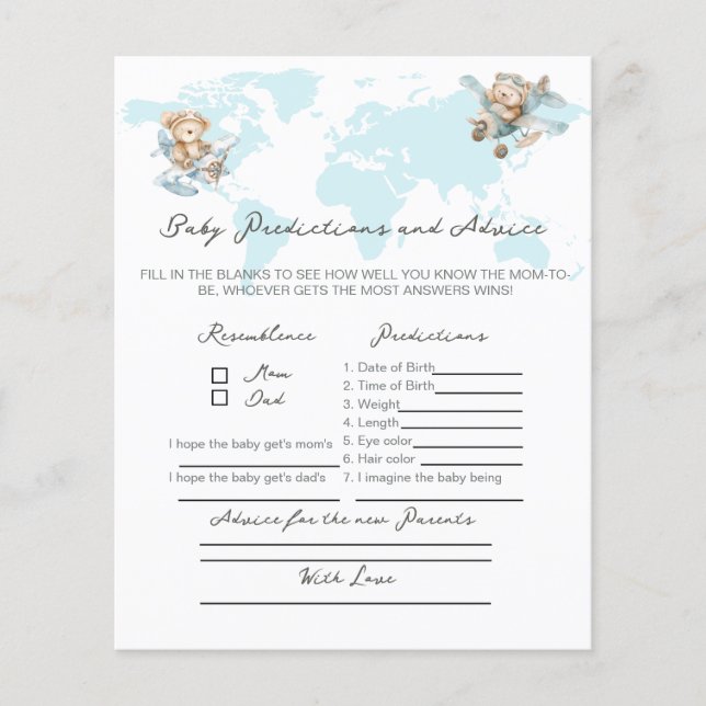 Adventure awaits Bear, Advice for new parents game (Front)