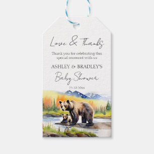 Adventure awaits bear cub baby shower favour gift tags