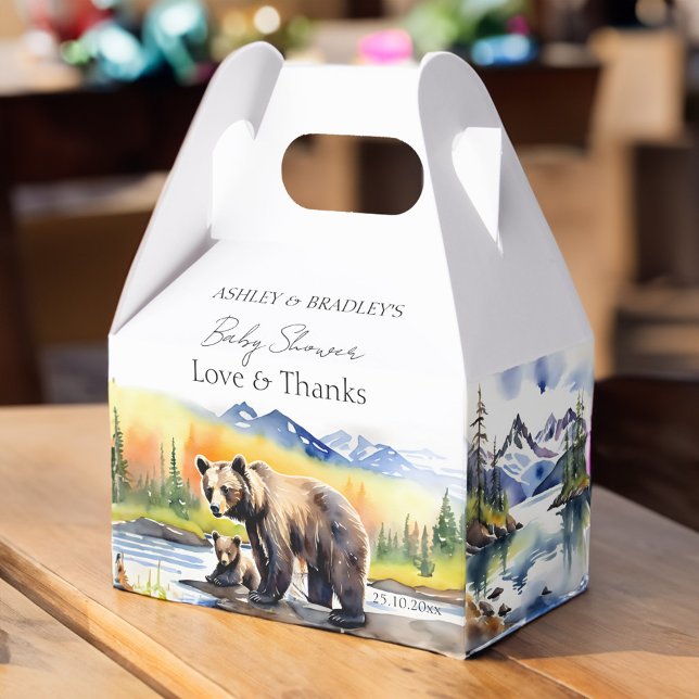 Adventure awaits bear cub mama bear baby shower favor box (Adventure awaits bear cub mama bear baby shower favor box teddy bear favor box national parks theme)