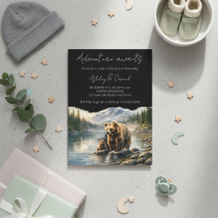 Adventure Awaits Bear & Cub Woodland Baby Shower Invitation