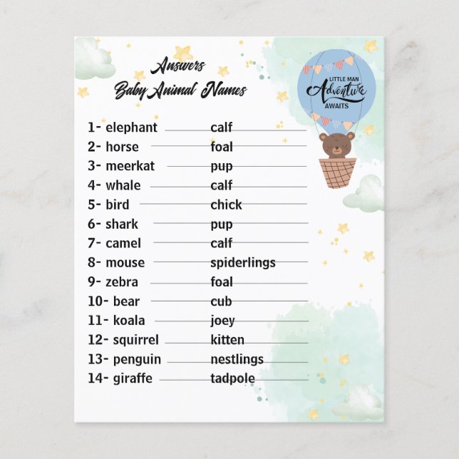 adventure awaits Bear fun baby answers animal game (Front)