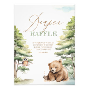 Adventure Awaits Bear Guess Diaper Raffle Poster