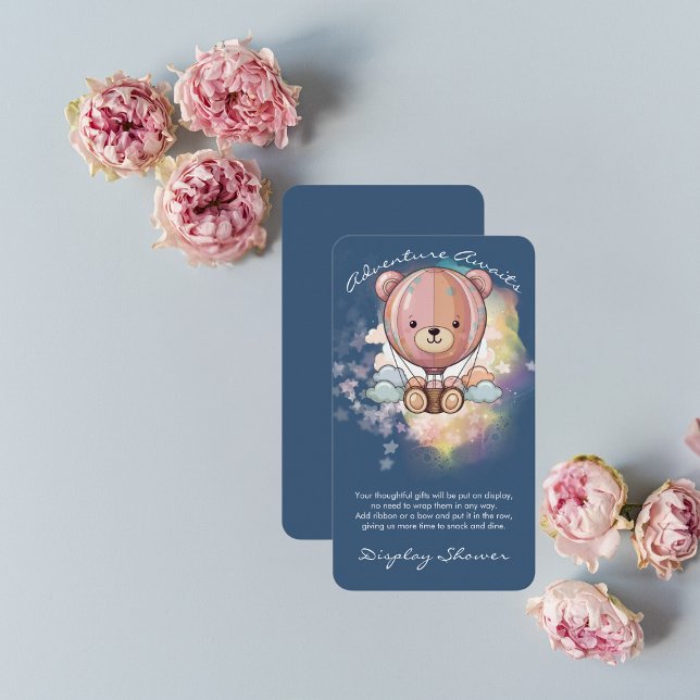 Adventure Awaits Bear Hot Air Balloon Baby Shower Enclosure Card (Creator Uploaded)