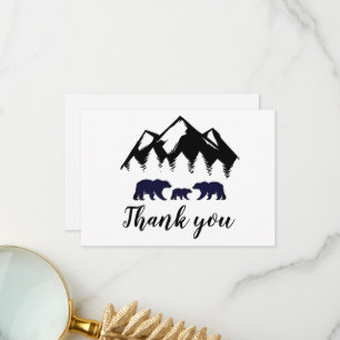 Adventure Awaits Bears Kraft Baby Shower Thank You Card