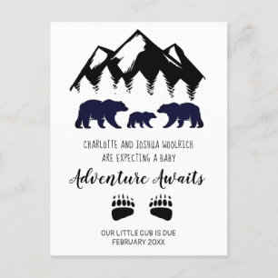 Adventure Awaits Bears Pregnancy Announcement Pos Postcard