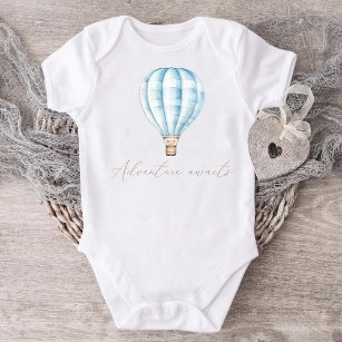 Adventure Awaits Blue Hot Air Balloon  Baby Bodysuit