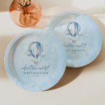 Adventure Awaits! Blue Hot Air Balloon Baby Shower Paper Plate<br><div class="desc">This is an Adventure Awaits! Blue Hot Air Balloon Baby Shower Paper Plates!</div>