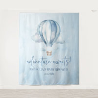 Adventure Awaits! Blue Hot Air Balloon Baby Shower