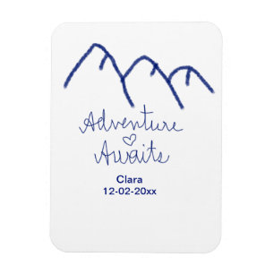 Adventure awaits blue mountain heart add name magnet