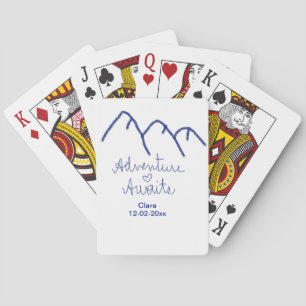 Adventure awaits blue mountain heart add name playing cards