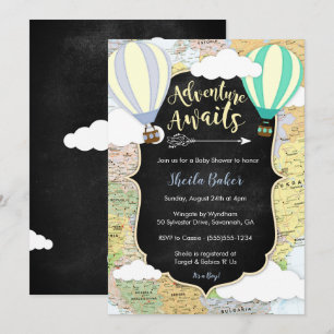 Adventure Awaits Boy Baby Shower Invitation