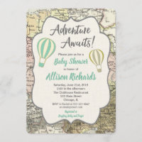 Adventure Awaits boy baby shower invitations