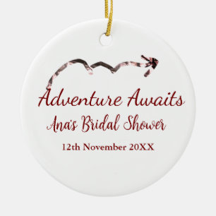 Adventure awaits bridal shower add name arrow marr ceramic ornament