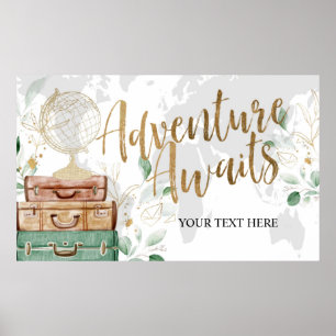 Adventure Awaits, Bridal Shower Banner Poster