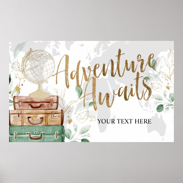 Adventure Awaits, Bridal Shower Banner Poster (Front)