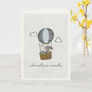 Adventure Awaits Bunny Hot Air Balloon Greeting Card