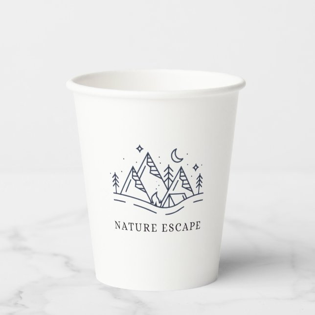 "Adventure Awaits Camping Graphic Paper Cups (Front)