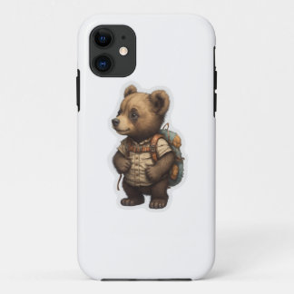 Adventure Awaits: Cute Bear Backpack iPhone 11 Case