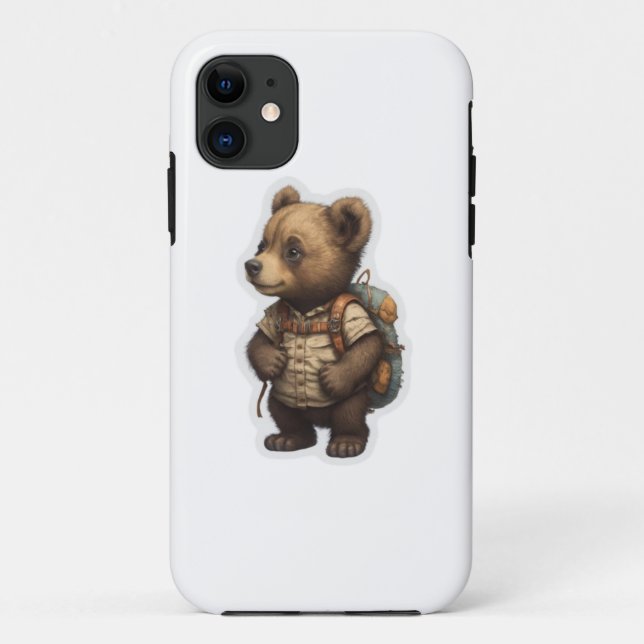 Adventure Awaits: Cute Bear Backpack Case-Mate iPhone Case (Back)