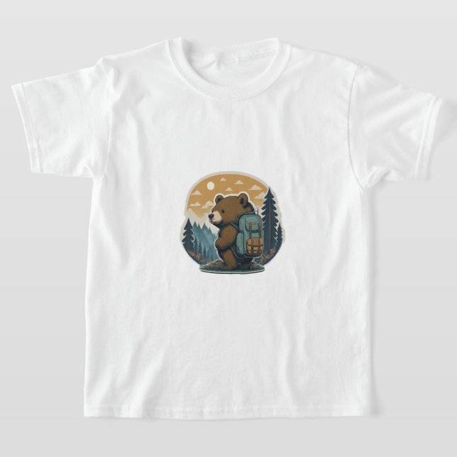 Adventure Awaits: Cute Bear Backpack T-Shirt Desig (Laydown)