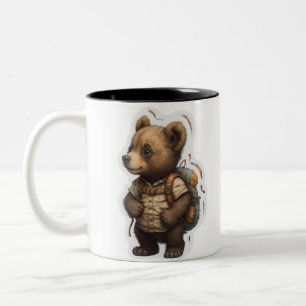 Adventure Awaits: Cute Bear Backpack Two-Tone Coffee Mug