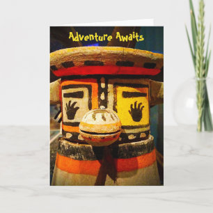 "Adventure awaits" cute face photo blank inside Card