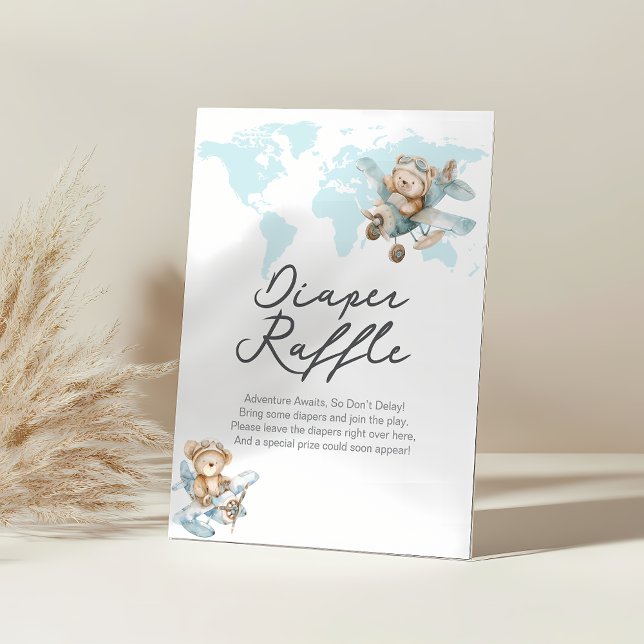 Adventure awaits Cute Teddy  Diaper Raffle Sign (Creator Uploaded)