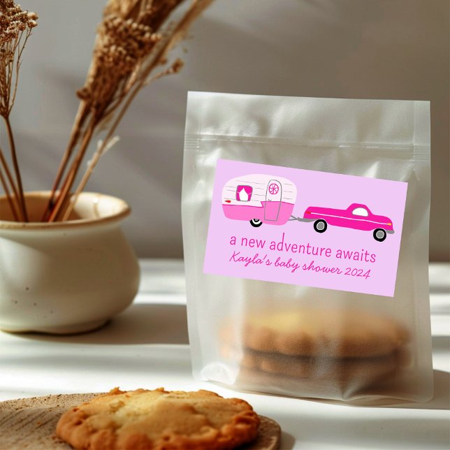 Adventure Awaits Cute Truck & Trailer BABY SHOWER Sticker (Adventure Awaits Cute Truck & Trailer BABY SHOWER Rectangular Sticker
)