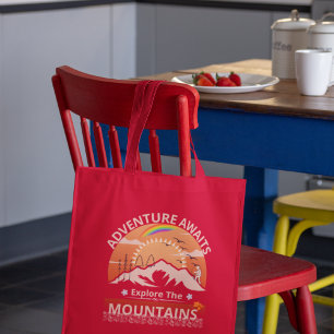 "Adventure Awaits-Explore the mountains" design Tote Bag