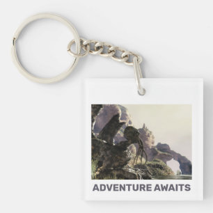 Adventure Awaits. Fantasy landscape Keychain