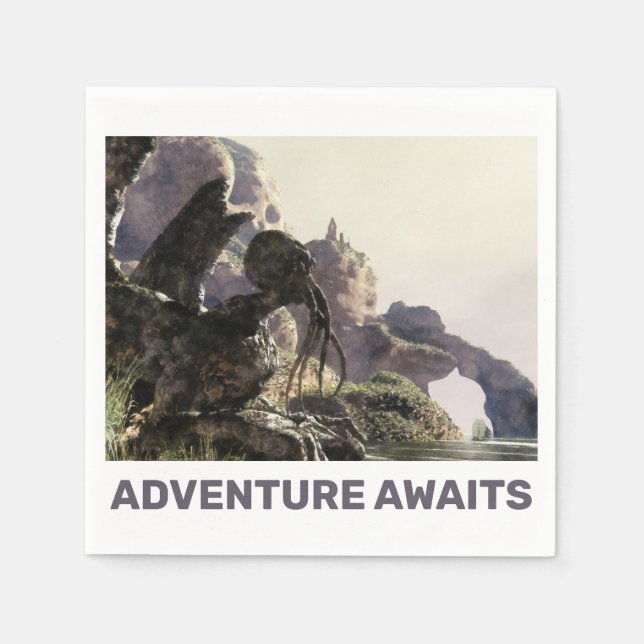 Adventure Awaits. Fantasy landscape Napkin (Front)