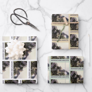 Adventure Awaits. Fantasy landscape Wrapping Paper Sheet
