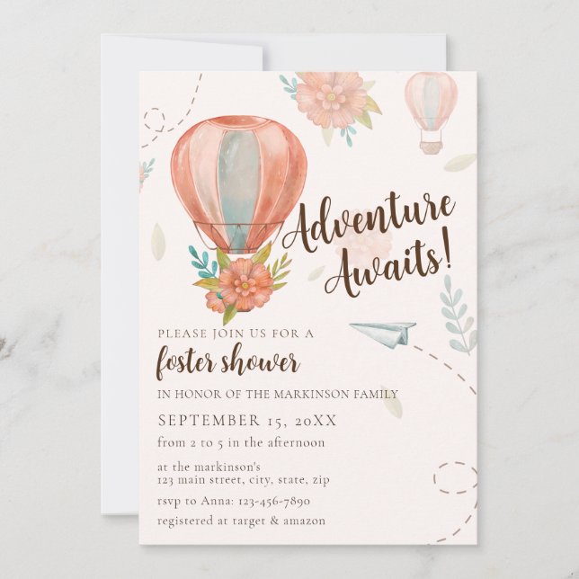 Adventure Awaits Foster Baby Shower Neutral Invitation (Front)