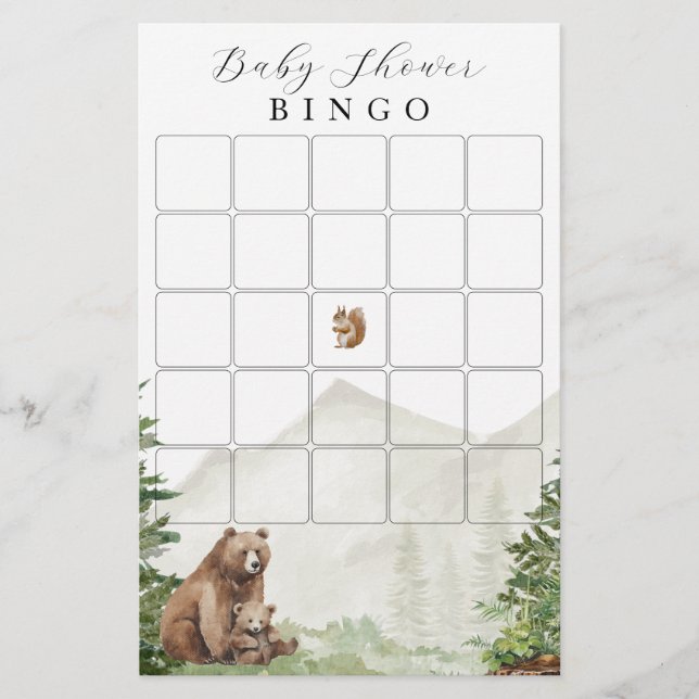 Adventure Awaits Gender Neutral Baby Shower Bingo (Front)