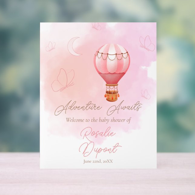 Adventure Awaits Girl Baby Shower Welcome Sign (Neutral)