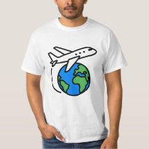Adventure Awaits Globe Airplane Travel T-Shirt