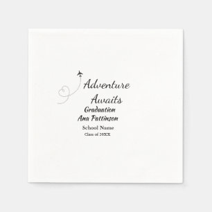 Adventure awaits graduation add name school year napkin