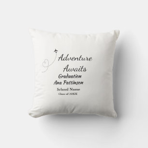 Adventure awaits graduation add name school year throw pillow