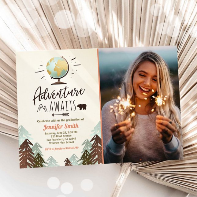 Adventure awaits Graduation invitation Travel (Creator Uploaded)