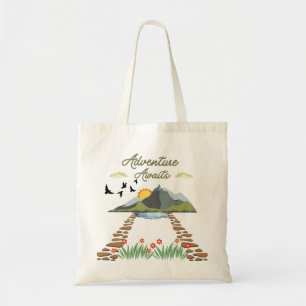 Adventure Awaits Green And Brown Tote Bag
