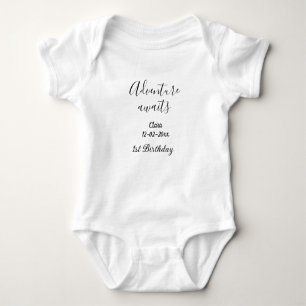Adventure awaits happy 1st birthday name date simp baby bodysuit
