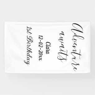 Adventure awaits happy 1st birthday name date simp banner