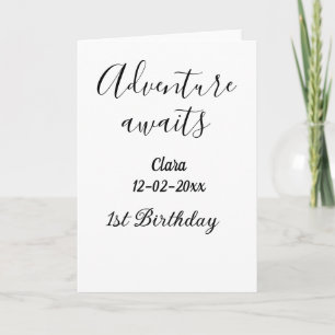 Adventure awaits happy 1st birthday name date simp card