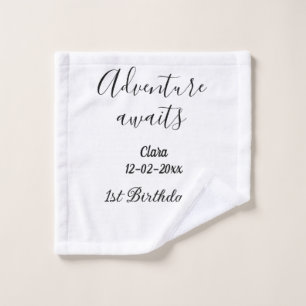 Adventure awaits happy 1st birthday name date simp wash cloth